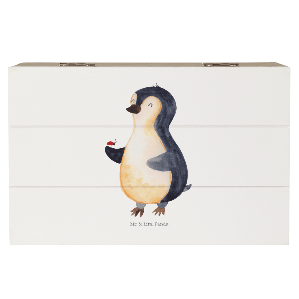 Holzkiste Pinguin Marienkäfer Holzkiste, Kiste, Schatzkiste, Truhe, Schatulle, XXL, Erinnerungsbox, Erinnerungskiste, Dekokiste, Aufbewahrungsbox, Pinguin, Pinguine, Marienkäfer, Liebe, Wunder, Glück, Freude, Lebensfreude