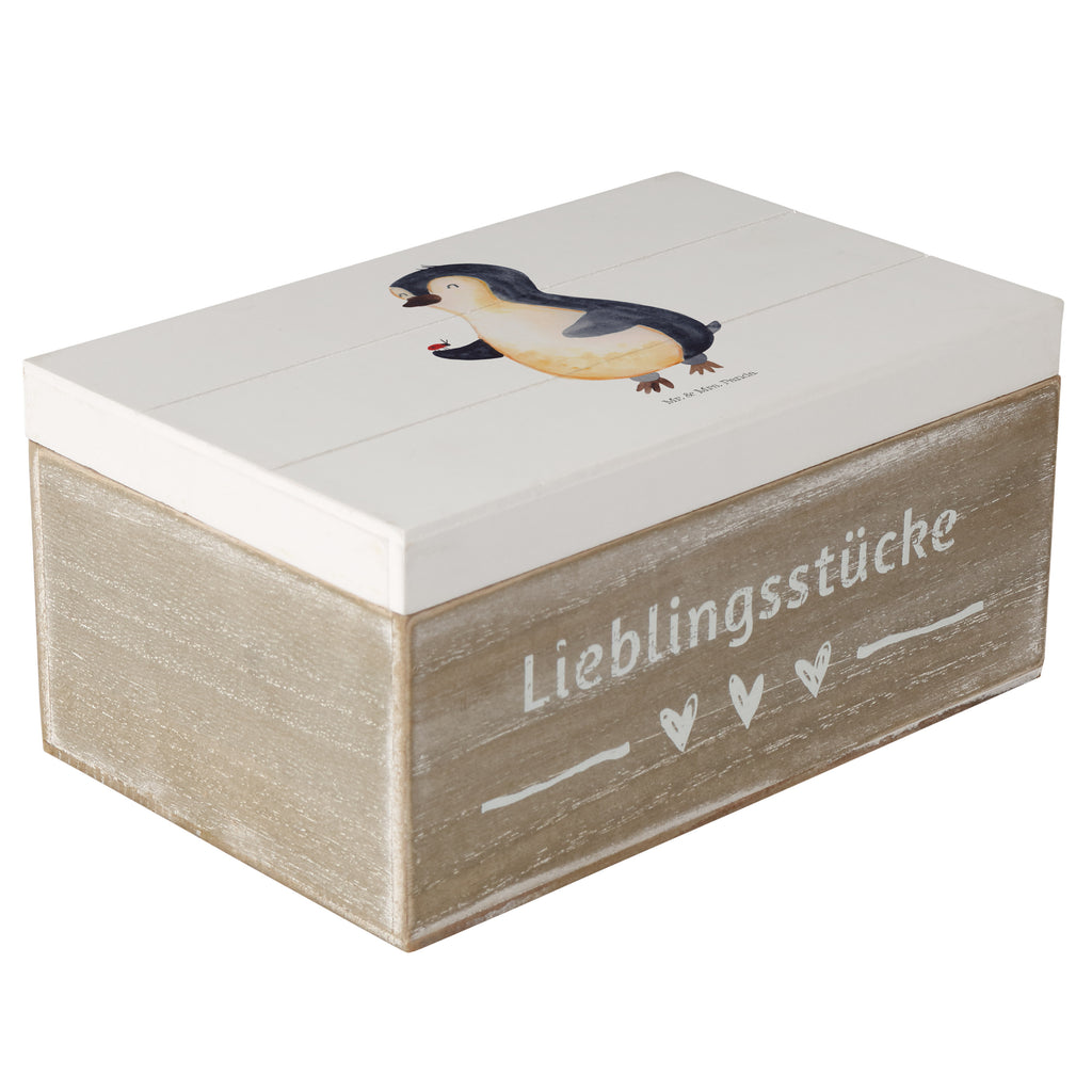 Holzkiste Pinguin Marienkäfer Holzkiste, Kiste, Schatzkiste, Truhe, Schatulle, XXL, Erinnerungsbox, Erinnerungskiste, Dekokiste, Aufbewahrungsbox, Pinguin, Pinguine, Marienkäfer, Liebe, Wunder, Glück, Freude, Lebensfreude