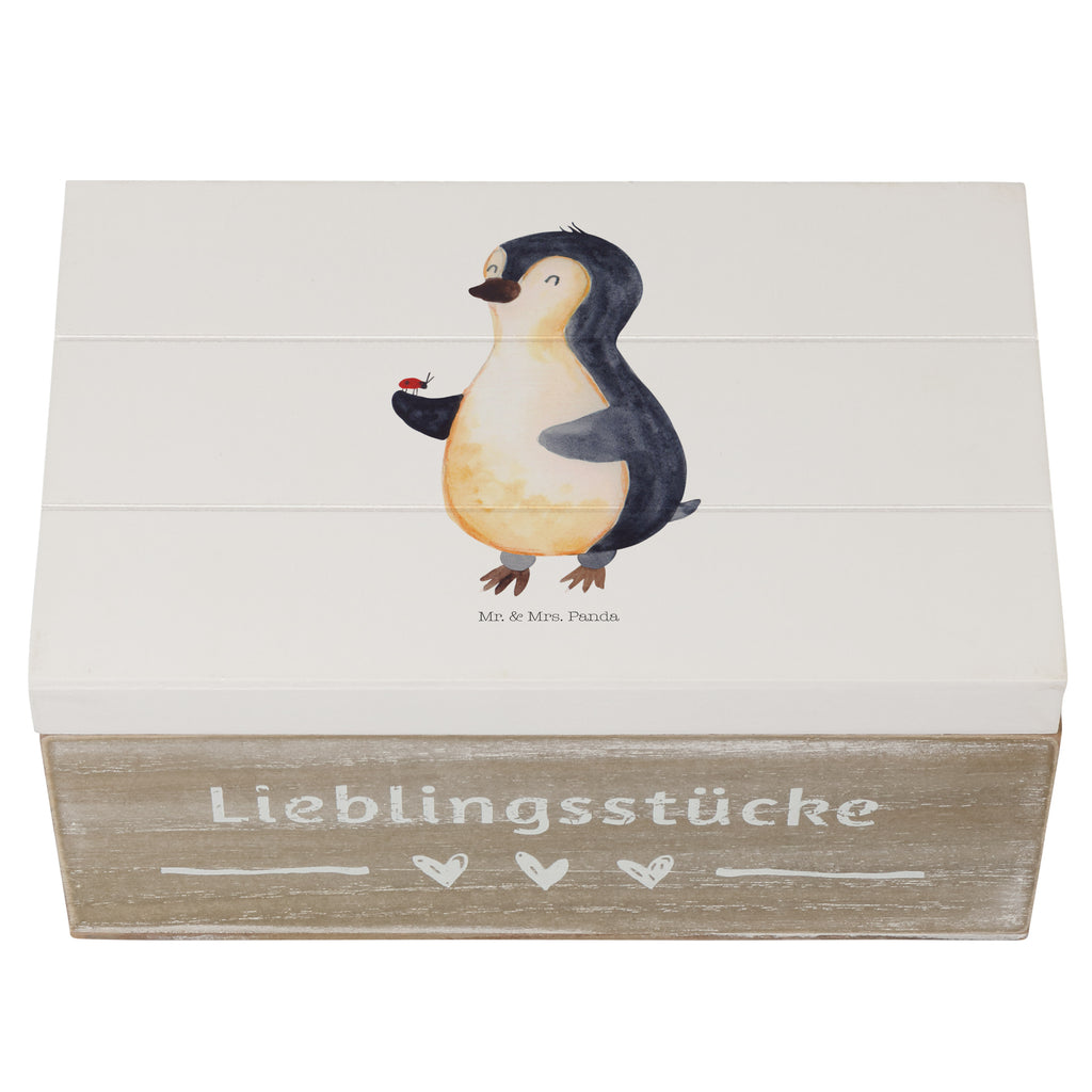 Holzkiste Pinguin Marienkäfer Holzkiste, Kiste, Schatzkiste, Truhe, Schatulle, XXL, Erinnerungsbox, Erinnerungskiste, Dekokiste, Aufbewahrungsbox, Pinguin, Pinguine, Marienkäfer, Liebe, Wunder, Glück, Freude, Lebensfreude
