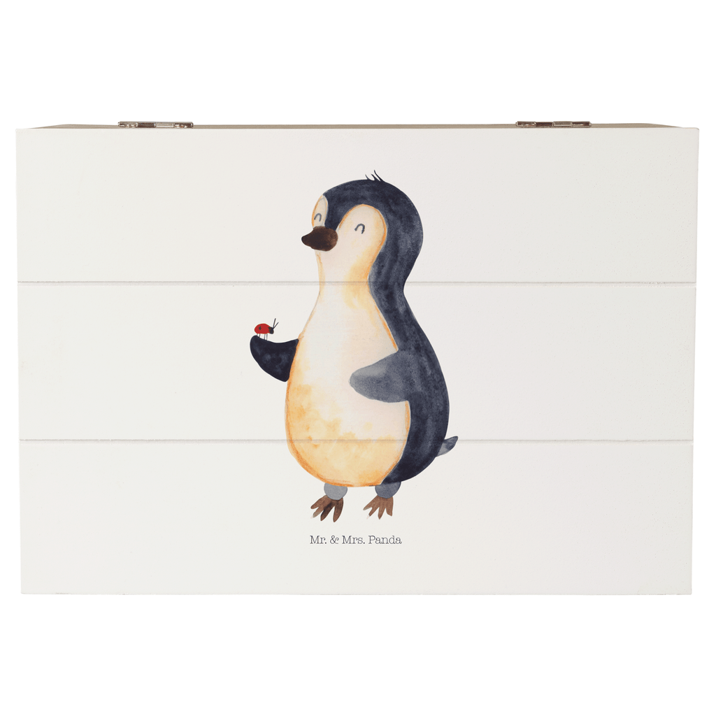 Holzkiste Pinguin Marienkäfer Holzkiste, Kiste, Schatzkiste, Truhe, Schatulle, XXL, Erinnerungsbox, Erinnerungskiste, Dekokiste, Aufbewahrungsbox, Pinguin, Pinguine, Marienkäfer, Liebe, Wunder, Glück, Freude, Lebensfreude