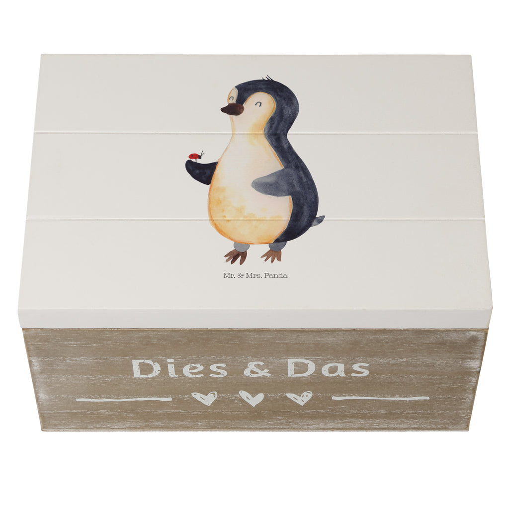 Holzkiste Pinguin Marienkäfer Holzkiste, Kiste, Schatzkiste, Truhe, Schatulle, XXL, Erinnerungsbox, Erinnerungskiste, Dekokiste, Aufbewahrungsbox, Pinguin, Pinguine, Marienkäfer, Liebe, Wunder, Glück, Freude, Lebensfreude