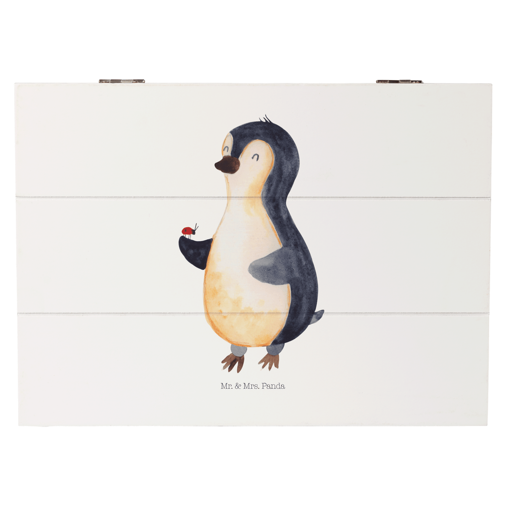 Holzkiste Pinguin Marienkäfer Holzkiste, Kiste, Schatzkiste, Truhe, Schatulle, XXL, Erinnerungsbox, Erinnerungskiste, Dekokiste, Aufbewahrungsbox, Pinguin, Pinguine, Marienkäfer, Liebe, Wunder, Glück, Freude, Lebensfreude