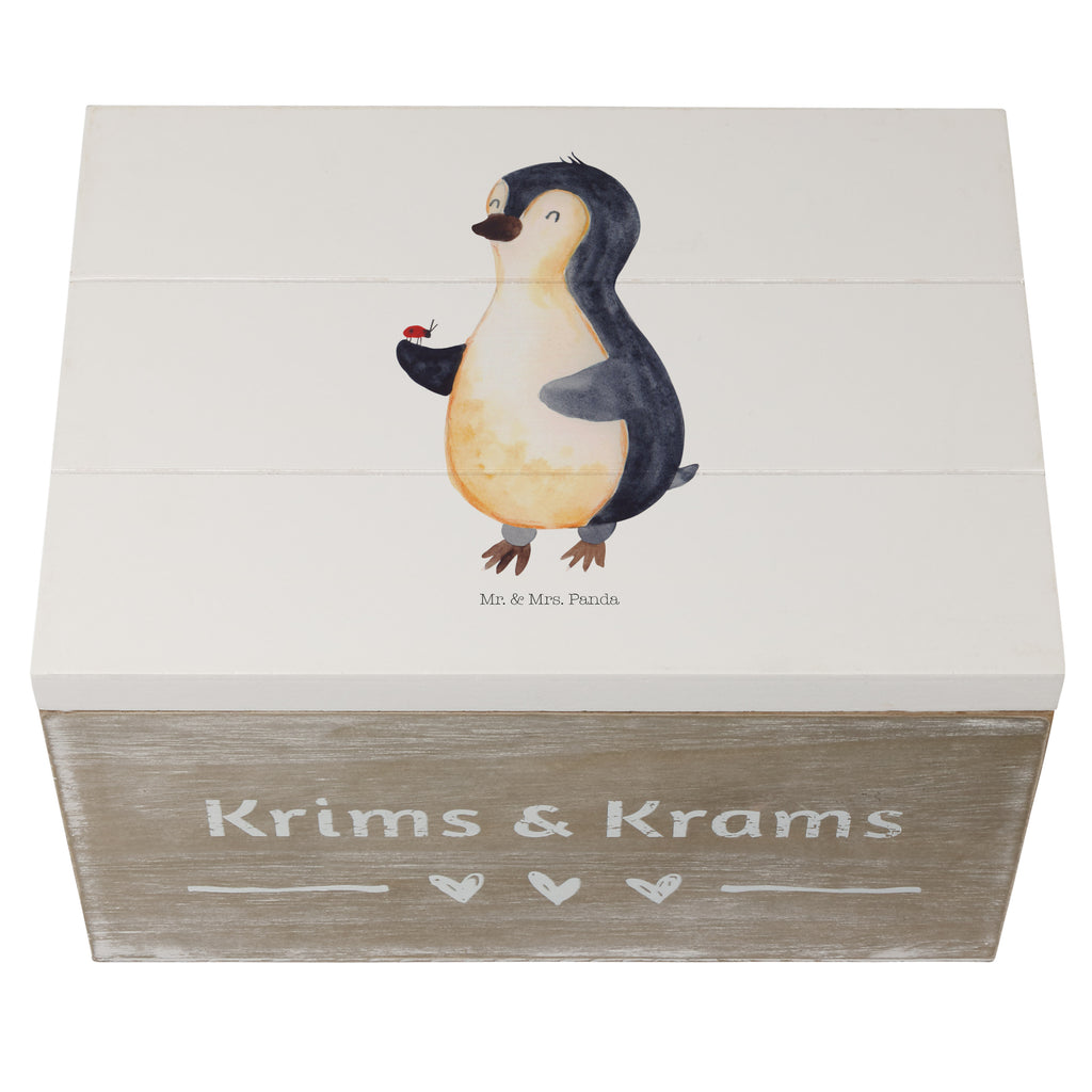 Holzkiste Pinguin Marienkäfer Holzkiste, Kiste, Schatzkiste, Truhe, Schatulle, XXL, Erinnerungsbox, Erinnerungskiste, Dekokiste, Aufbewahrungsbox, Pinguin, Pinguine, Marienkäfer, Liebe, Wunder, Glück, Freude, Lebensfreude