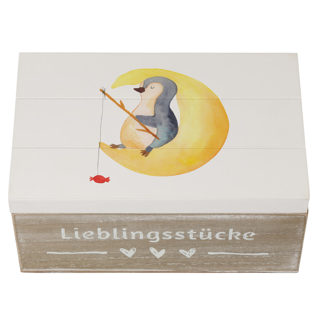 Holzkiste Pinguin Mond Holzkiste, Kiste, Schatzkiste, Truhe, Schatulle, XXL, Erinnerungsbox, Erinnerungskiste, Dekokiste, Aufbewahrungsbox, Pinguin, Pinguine, Spruch, schlafen, Nachtruhe, Einschlafen, Schlafzimmer, Schlafstörungen, Gästezimmer