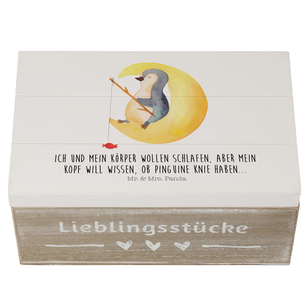 Holzkiste Pinguin Mond Holzkiste, Kiste, Schatzkiste, Truhe, Schatulle, XXL, Erinnerungsbox, Erinnerungskiste, Dekokiste, Aufbewahrungsbox, Pinguin, Pinguine, Spruch, schlafen, Nachtruhe, Einschlafen, Schlafzimmer, Schlafstörungen, Gästezimmer