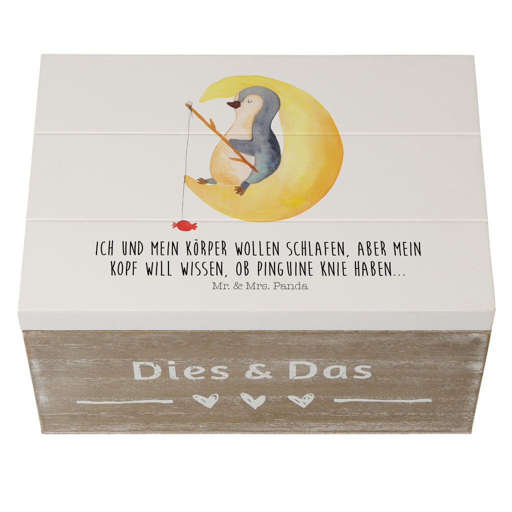 Holzkiste Pinguin Mond Holzkiste, Kiste, Schatzkiste, Truhe, Schatulle, XXL, Erinnerungsbox, Erinnerungskiste, Dekokiste, Aufbewahrungsbox, Pinguin, Pinguine, Spruch, schlafen, Nachtruhe, Einschlafen, Schlafzimmer, Schlafstörungen, Gästezimmer