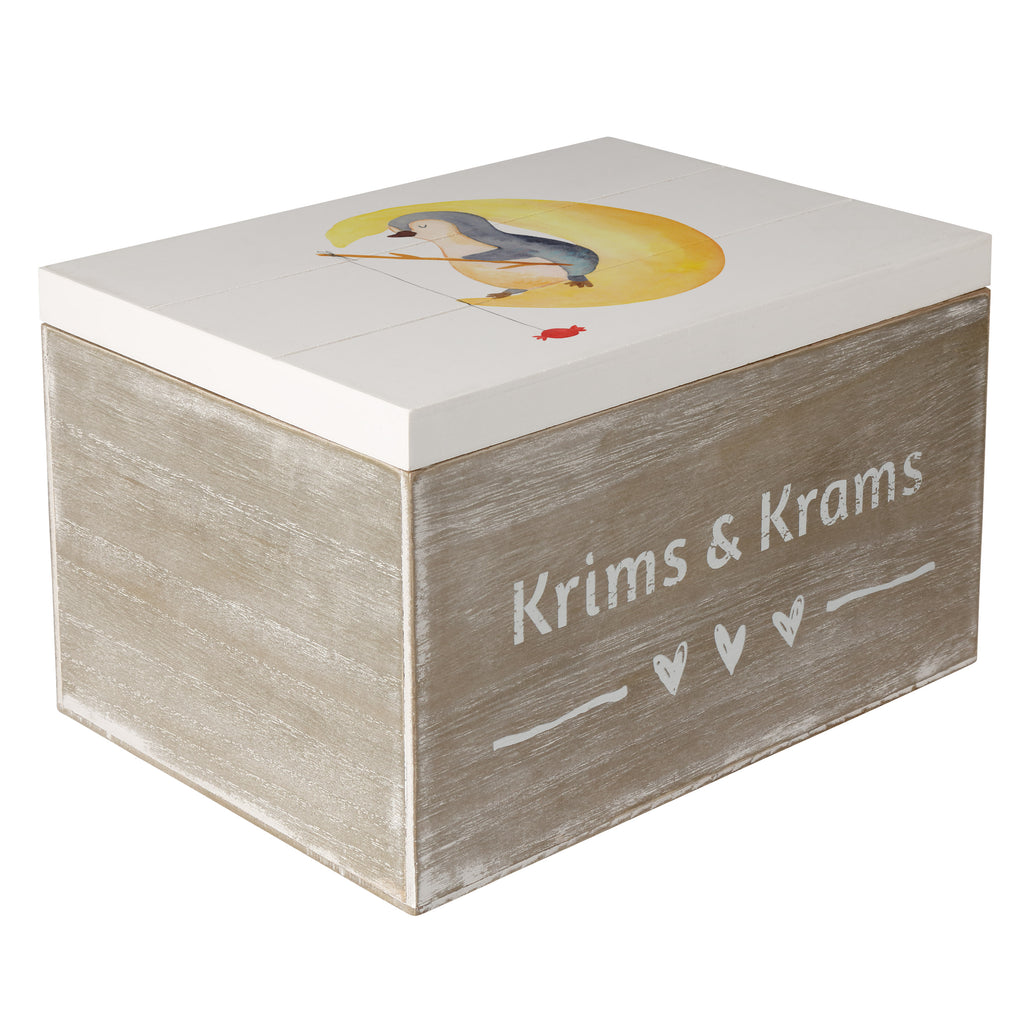 Holzkiste Pinguin Mond Holzkiste, Kiste, Schatzkiste, Truhe, Schatulle, XXL, Erinnerungsbox, Erinnerungskiste, Dekokiste, Aufbewahrungsbox, Pinguin, Pinguine, Spruch, schlafen, Nachtruhe, Einschlafen, Schlafzimmer, Schlafstörungen, Gästezimmer