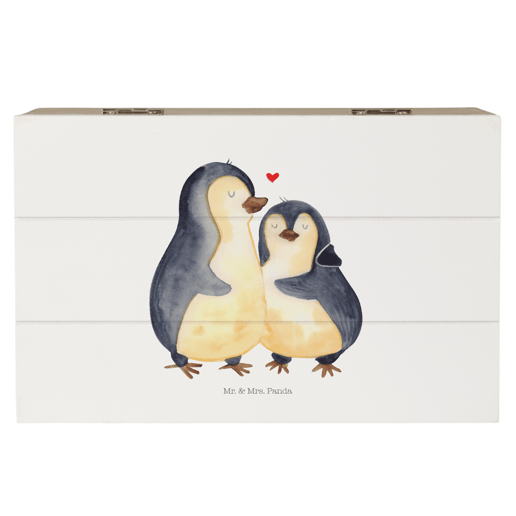 Holzkiste Pinguin umarmend Holzkiste, Kiste, Schatzkiste, Truhe, Schatulle, XXL, Erinnerungsbox, Erinnerungskiste, Dekokiste, Aufbewahrungsbox, Pinguin, Liebe, Liebespaar, Liebesbeweis, Liebesgeschenk, Verlobung, Jahrestag, Hochzeitstag, Hochzeit, Hochzeitsgeschenk