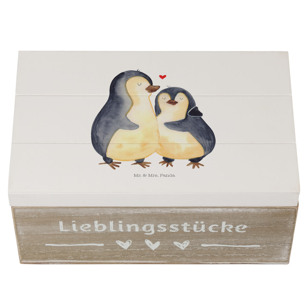 Holzkiste Pinguin umarmend Holzkiste, Kiste, Schatzkiste, Truhe, Schatulle, XXL, Erinnerungsbox, Erinnerungskiste, Dekokiste, Aufbewahrungsbox, Pinguin, Liebe, Liebespaar, Liebesbeweis, Liebesgeschenk, Verlobung, Jahrestag, Hochzeitstag, Hochzeit, Hochzeitsgeschenk