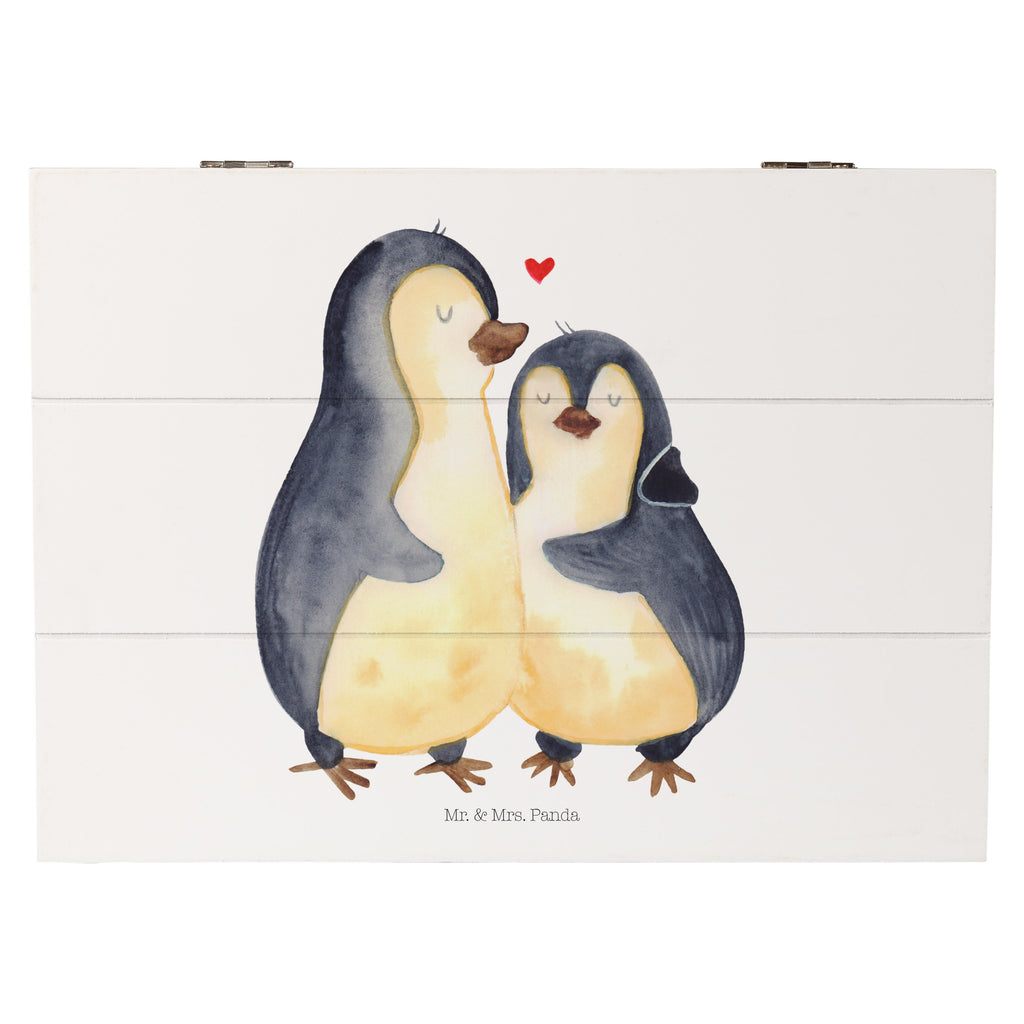 Holzkiste Pinguin umarmend Holzkiste, Kiste, Schatzkiste, Truhe, Schatulle, XXL, Erinnerungsbox, Erinnerungskiste, Dekokiste, Aufbewahrungsbox, Pinguin, Liebe, Liebespaar, Liebesbeweis, Liebesgeschenk, Verlobung, Jahrestag, Hochzeitstag, Hochzeit, Hochzeitsgeschenk