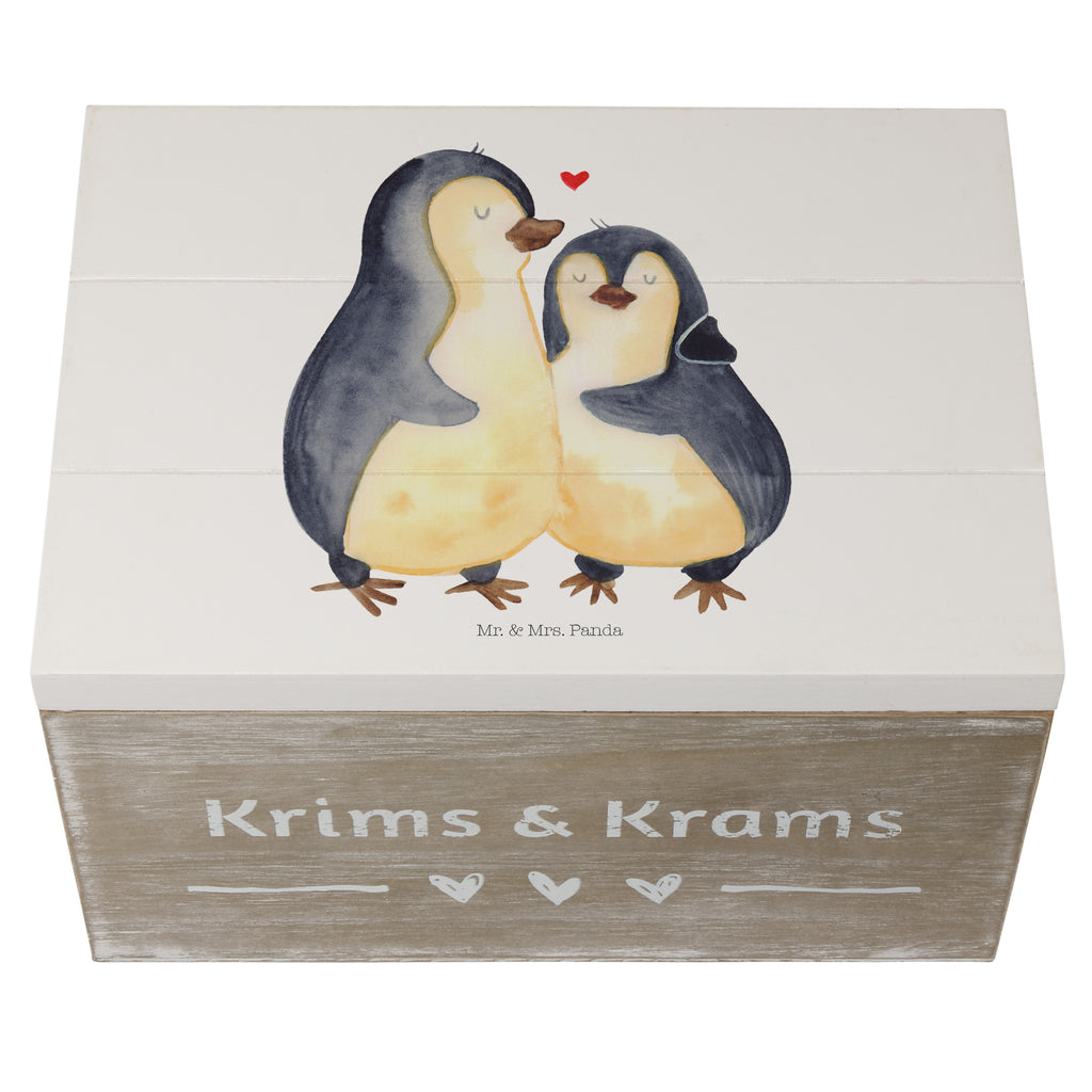 Holzkiste Pinguin umarmend Holzkiste, Kiste, Schatzkiste, Truhe, Schatulle, XXL, Erinnerungsbox, Erinnerungskiste, Dekokiste, Aufbewahrungsbox, Pinguin, Liebe, Liebespaar, Liebesbeweis, Liebesgeschenk, Verlobung, Jahrestag, Hochzeitstag, Hochzeit, Hochzeitsgeschenk