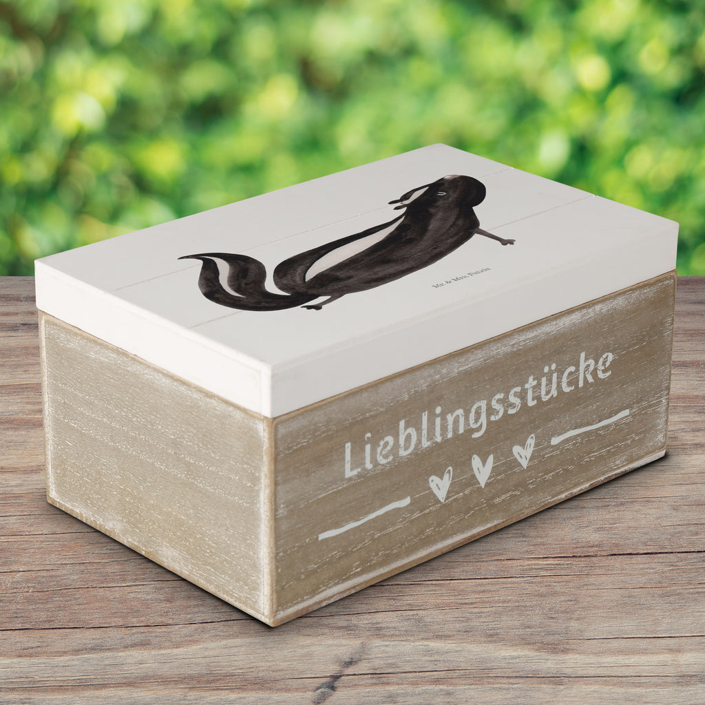 Holzkiste Stinktier Yoga Holzkiste, Kiste, Schatzkiste, Truhe, Schatulle, XXL, Erinnerungsbox, Erinnerungskiste, Dekokiste, Aufbewahrungsbox, Stinktier, Skunk, Wildtier, Raubtier, Stinker, Stinki, Yoga, Namaste, Lebe, Liebe, Lache