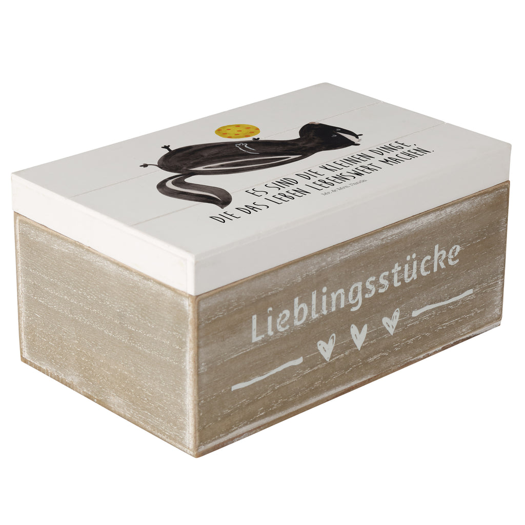 Holzkiste Stinktier Ball Holzkiste, Kiste, Schatzkiste, Truhe, Schatulle, XXL, Erinnerungsbox, Erinnerungskiste, Dekokiste, Aufbewahrungsbox, Stinktier, Skunk, Wildtier, Raubtier, Stinker, Stinki, verspielt, Weisheit