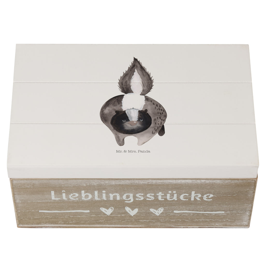 Holzkiste Stinktier Angriff Holzkiste, Kiste, Schatzkiste, Truhe, Schatulle, XXL, Erinnerungsbox, Erinnerungskiste, Dekokiste, Aufbewahrungsbox, Stinktier, Skunk, Wildtier, Raubtier, Stinker, Stinki, wütend, Drohung
