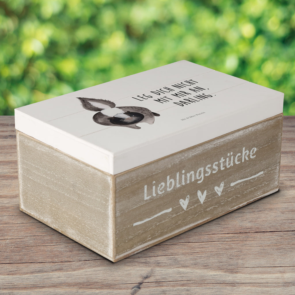 Holzkiste Stinktier Angriff Holzkiste, Kiste, Schatzkiste, Truhe, Schatulle, XXL, Erinnerungsbox, Erinnerungskiste, Dekokiste, Aufbewahrungsbox, Stinktier, Skunk, Wildtier, Raubtier, Stinker, Stinki, wütend, Drohung