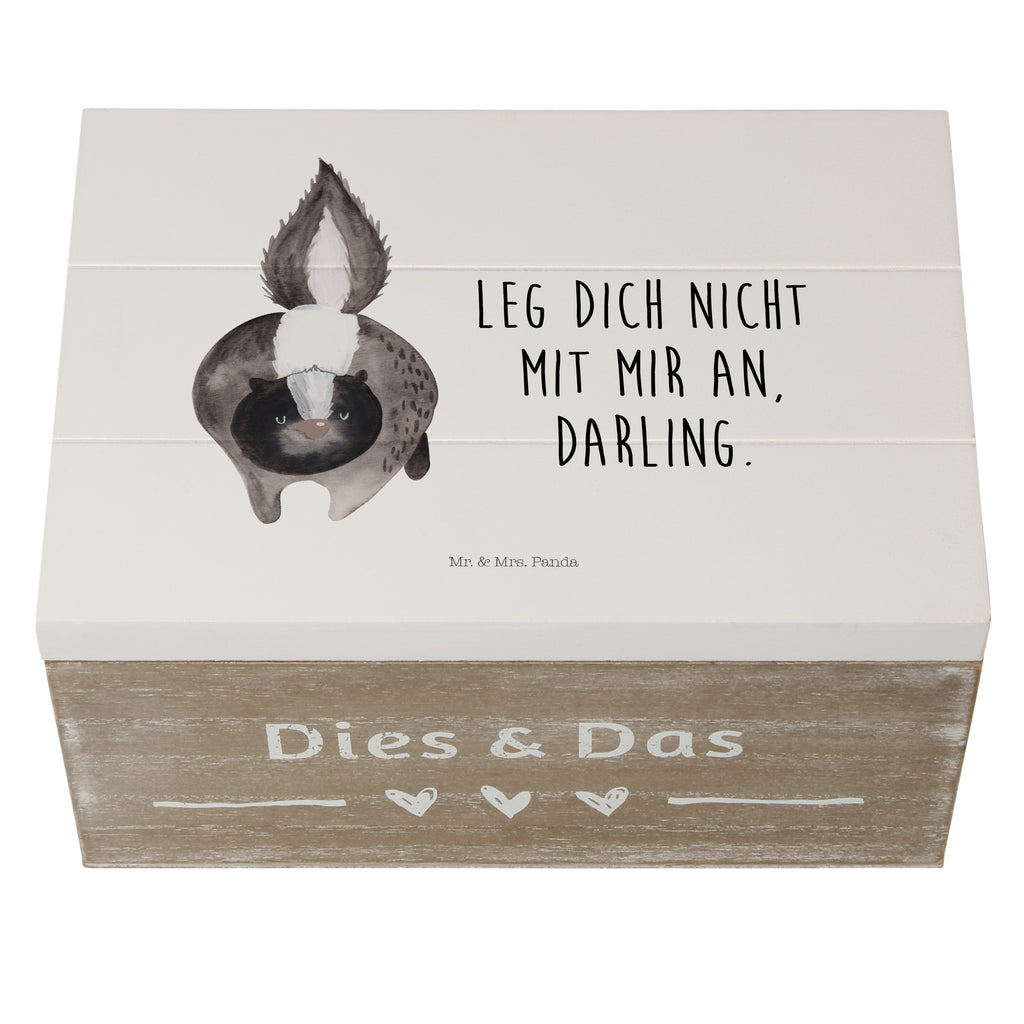 Holzkiste Stinktier Angriff Holzkiste, Kiste, Schatzkiste, Truhe, Schatulle, XXL, Erinnerungsbox, Erinnerungskiste, Dekokiste, Aufbewahrungsbox, Stinktier, Skunk, Wildtier, Raubtier, Stinker, Stinki, wütend, Drohung
