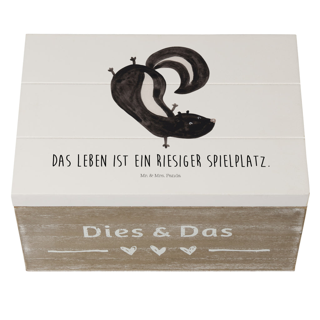 Holzkiste Stinktier Handstand Holzkiste, Kiste, Schatzkiste, Truhe, Schatulle, XXL, Erinnerungsbox, Erinnerungskiste, Dekokiste, Aufbewahrungsbox, Stinktier, Skunk, Wildtier, Raubtier, Stinker, Stinki, Spielplatz, verpielt, Kind