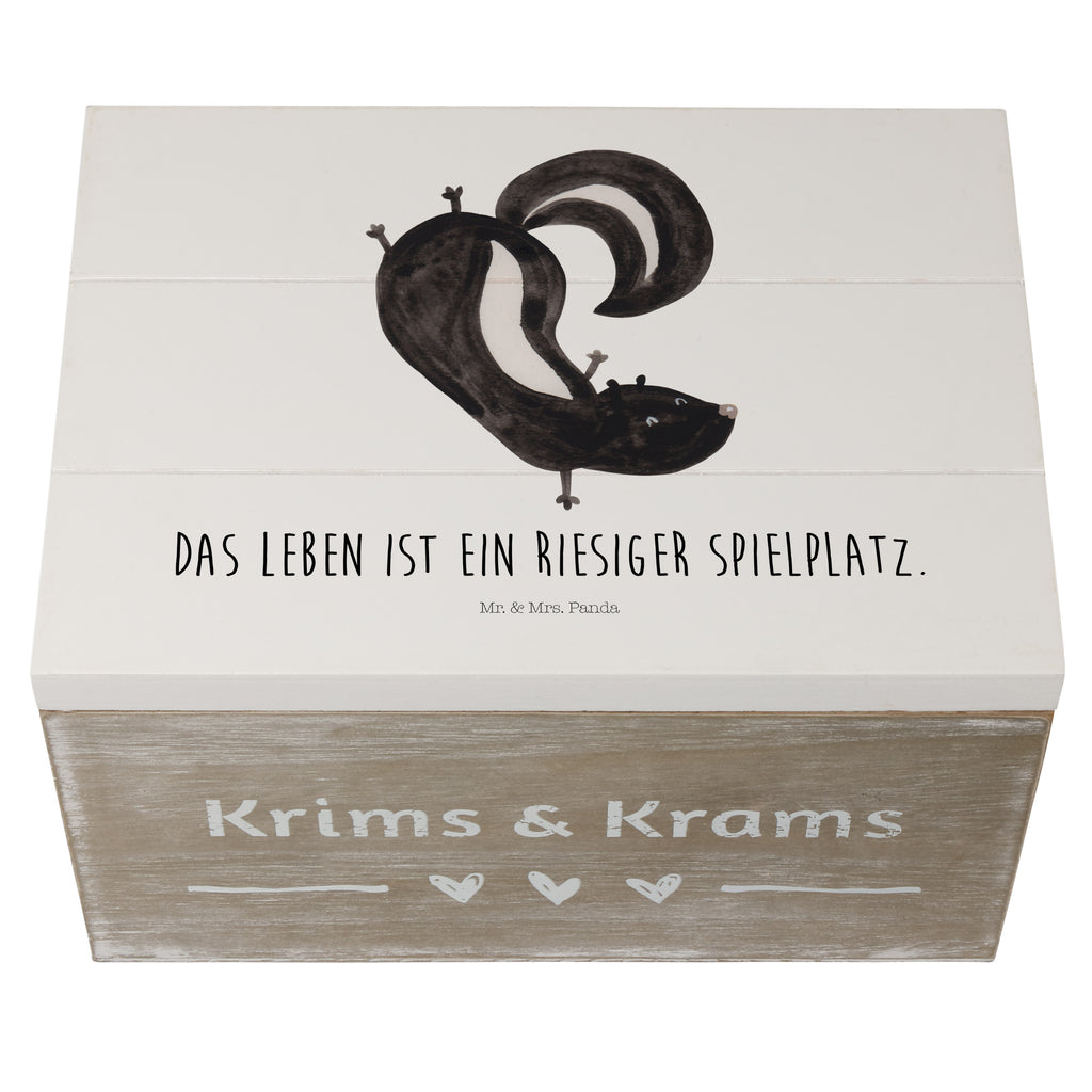 Holzkiste Stinktier Handstand Holzkiste, Kiste, Schatzkiste, Truhe, Schatulle, XXL, Erinnerungsbox, Erinnerungskiste, Dekokiste, Aufbewahrungsbox, Stinktier, Skunk, Wildtier, Raubtier, Stinker, Stinki, Spielplatz, verpielt, Kind