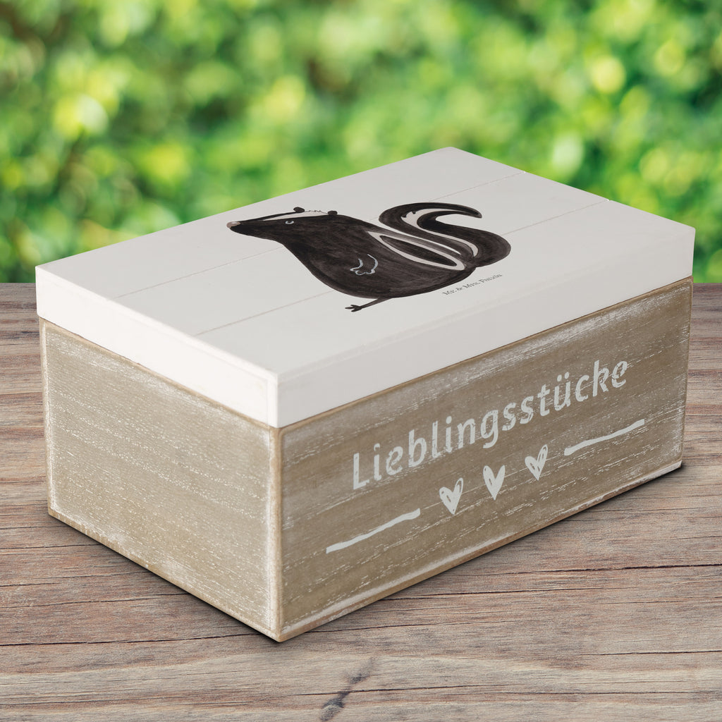 Holzkiste Stinktier sitzend Holzkiste, Kiste, Schatzkiste, Truhe, Schatulle, XXL, Erinnerungsbox, Erinnerungskiste, Dekokiste, Aufbewahrungsbox, Stinktier, Skunk, Wildtier, Raubtier, Stinker, Stinki, Spruch, Büro, Recht, Besserwisser