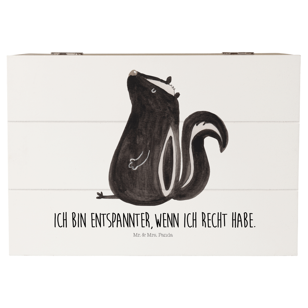 Holzkiste Stinktier sitzend Holzkiste, Kiste, Schatzkiste, Truhe, Schatulle, XXL, Erinnerungsbox, Erinnerungskiste, Dekokiste, Aufbewahrungsbox, Stinktier, Skunk, Wildtier, Raubtier, Stinker, Stinki, Spruch, Büro, Recht, Besserwisser