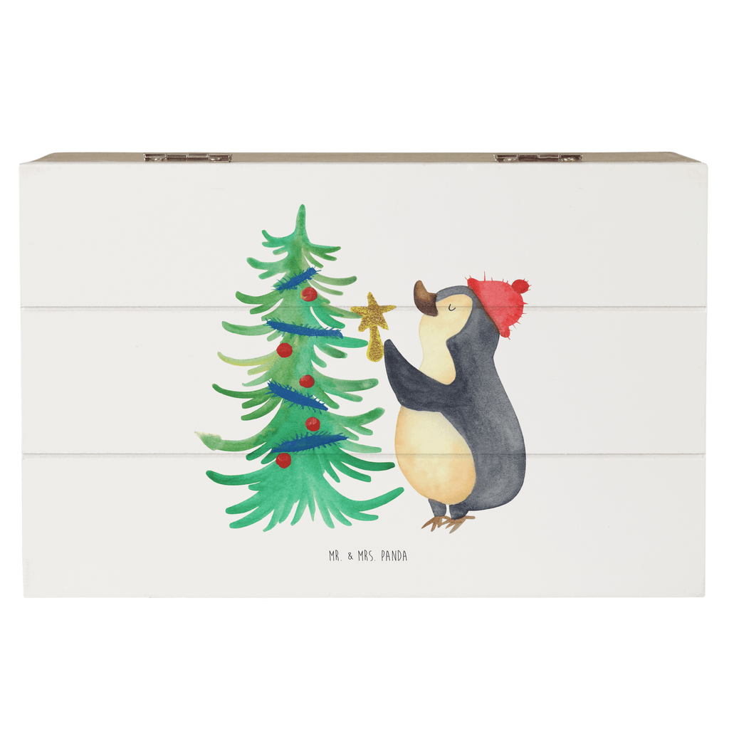 Holzkiste Pinguin Weihnachtsbaum Holzkiste, Kiste, Schatzkiste, Truhe, Schatulle, XXL, Erinnerungsbox, Erinnerungskiste, Dekokiste, Aufbewahrungsbox, Winter, Weihnachten, Weihnachtsdeko, Nikolaus, Advent, Heiligabend, Wintermotiv, Pinguin