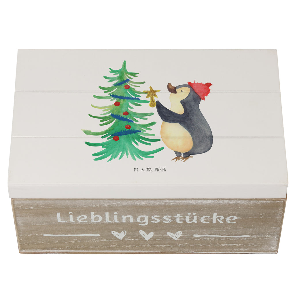 Holzkiste Pinguin Weihnachtsbaum Holzkiste, Kiste, Schatzkiste, Truhe, Schatulle, XXL, Erinnerungsbox, Erinnerungskiste, Dekokiste, Aufbewahrungsbox, Winter, Weihnachten, Weihnachtsdeko, Nikolaus, Advent, Heiligabend, Wintermotiv, Pinguin