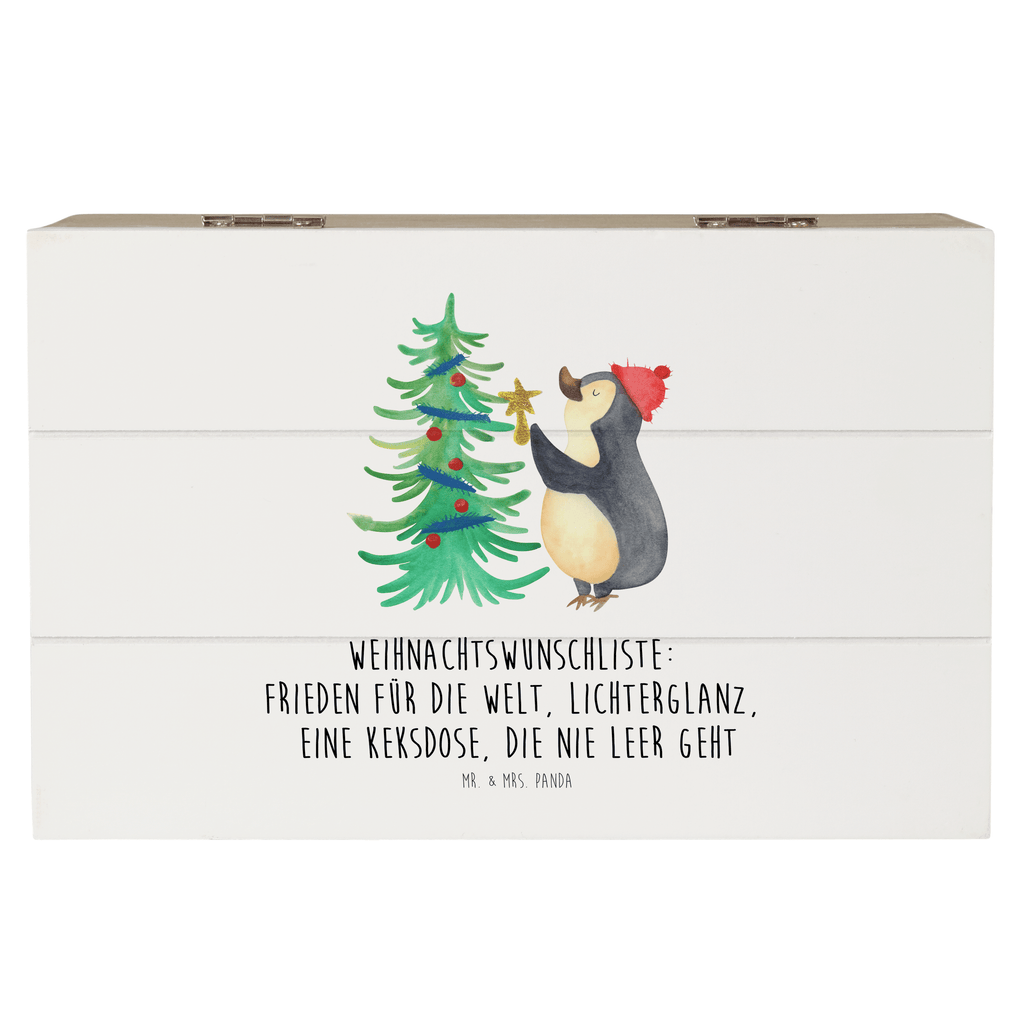 Holzkiste Pinguin Weihnachtsbaum Holzkiste, Kiste, Schatzkiste, Truhe, Schatulle, XXL, Erinnerungsbox, Erinnerungskiste, Dekokiste, Aufbewahrungsbox, Winter, Weihnachten, Weihnachtsdeko, Nikolaus, Advent, Heiligabend, Wintermotiv, Pinguin