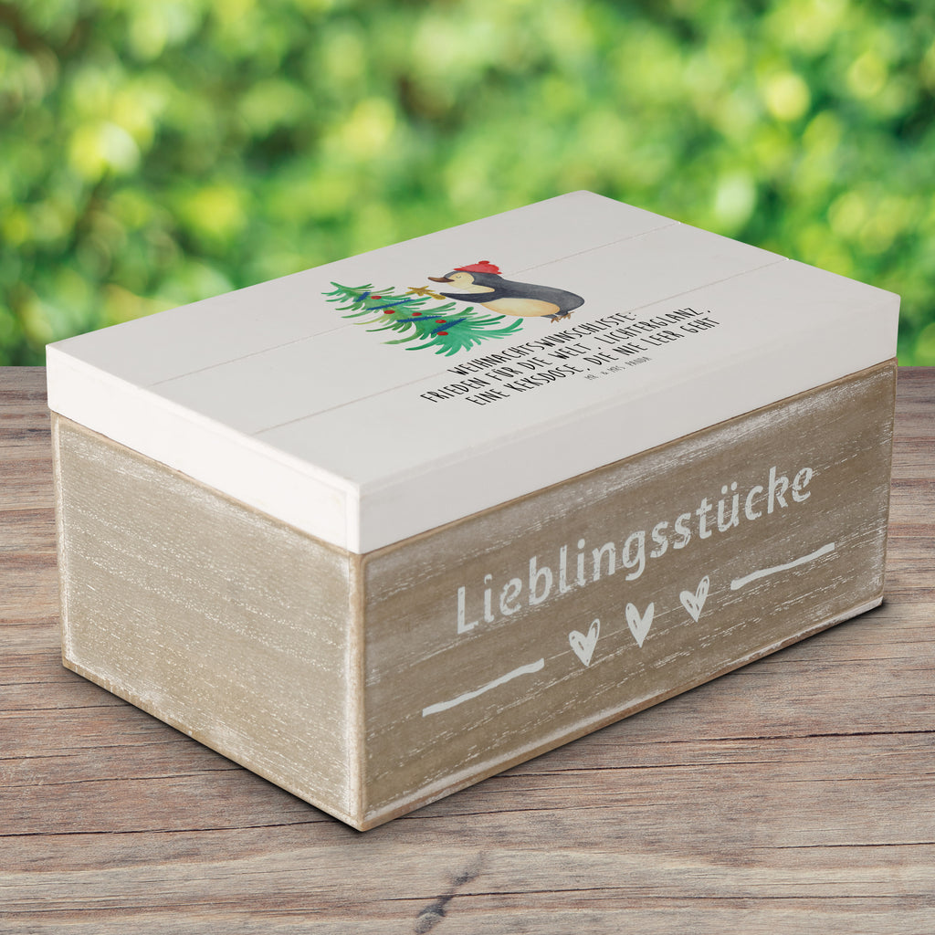 Holzkiste Pinguin Weihnachtsbaum Holzkiste, Kiste, Schatzkiste, Truhe, Schatulle, XXL, Erinnerungsbox, Erinnerungskiste, Dekokiste, Aufbewahrungsbox, Winter, Weihnachten, Weihnachtsdeko, Nikolaus, Advent, Heiligabend, Wintermotiv, Pinguin