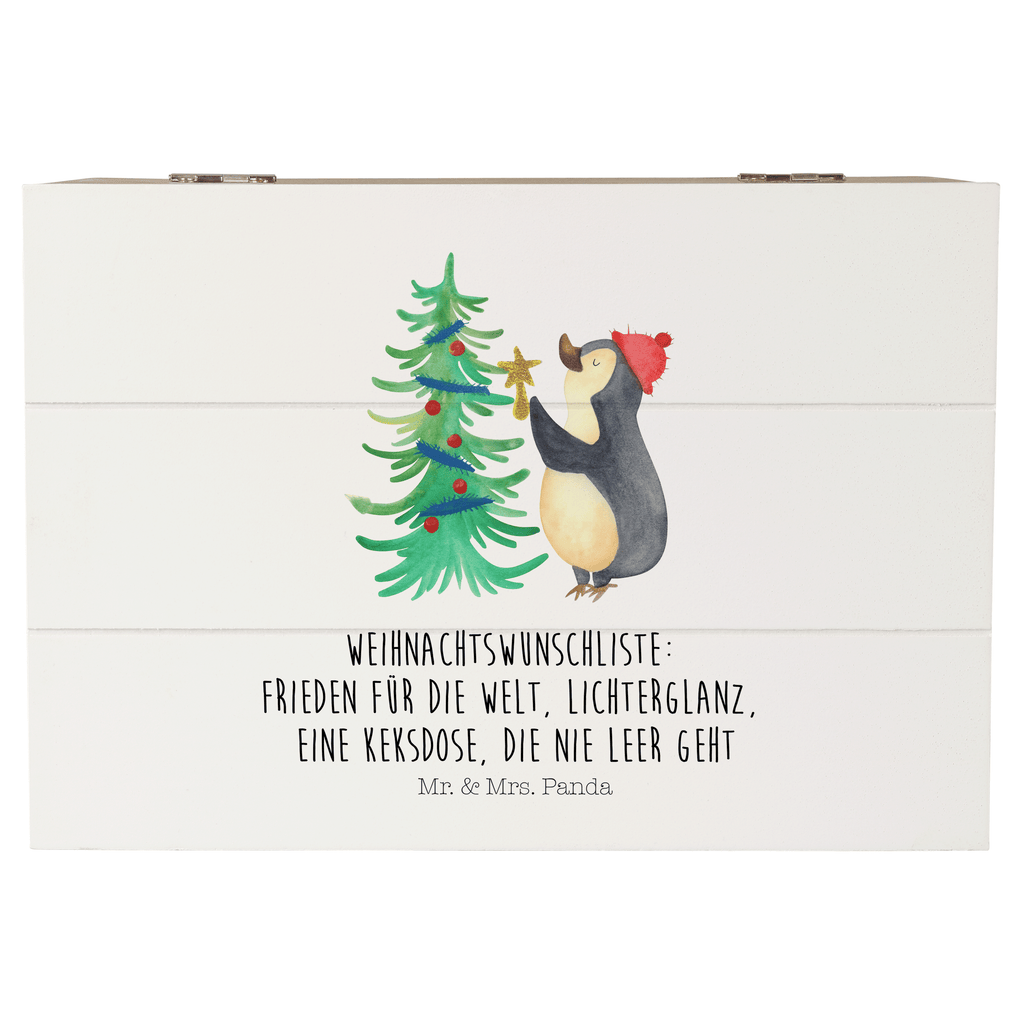 Holzkiste Pinguin Weihnachtsbaum Holzkiste, Kiste, Schatzkiste, Truhe, Schatulle, XXL, Erinnerungsbox, Erinnerungskiste, Dekokiste, Aufbewahrungsbox, Winter, Weihnachten, Weihnachtsdeko, Nikolaus, Advent, Heiligabend, Wintermotiv, Pinguin