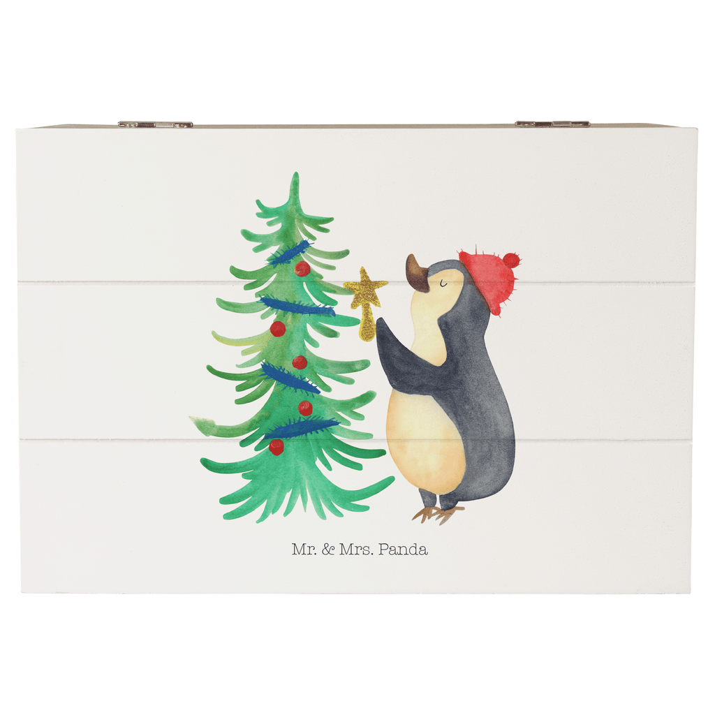 Holzkiste Pinguin Weihnachtsbaum Holzkiste, Kiste, Schatzkiste, Truhe, Schatulle, XXL, Erinnerungsbox, Erinnerungskiste, Dekokiste, Aufbewahrungsbox, Winter, Weihnachten, Weihnachtsdeko, Nikolaus, Advent, Heiligabend, Wintermotiv, Pinguin
