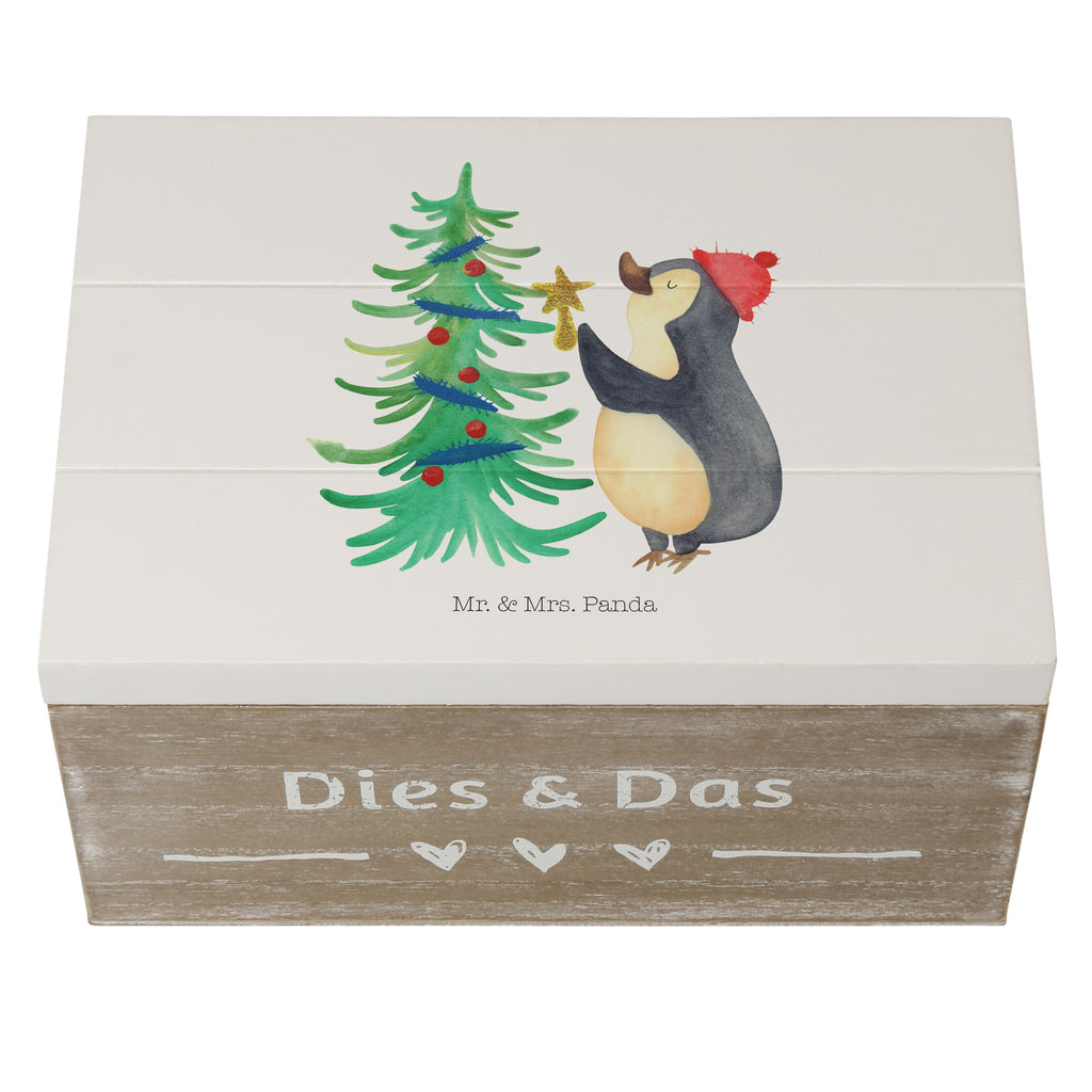 Holzkiste Pinguin Weihnachtsbaum Holzkiste, Kiste, Schatzkiste, Truhe, Schatulle, XXL, Erinnerungsbox, Erinnerungskiste, Dekokiste, Aufbewahrungsbox, Winter, Weihnachten, Weihnachtsdeko, Nikolaus, Advent, Heiligabend, Wintermotiv, Pinguin