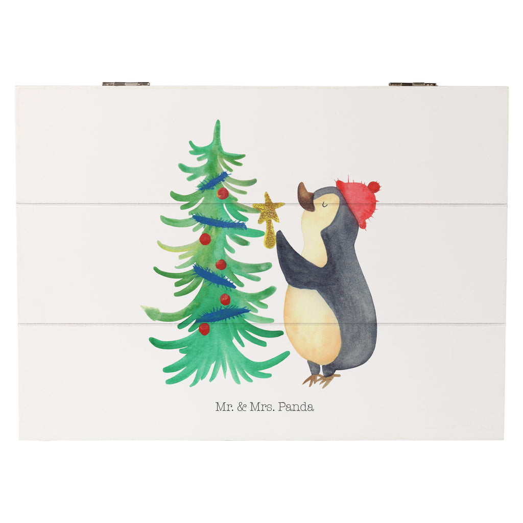 Holzkiste Pinguin Weihnachtsbaum Holzkiste, Kiste, Schatzkiste, Truhe, Schatulle, XXL, Erinnerungsbox, Erinnerungskiste, Dekokiste, Aufbewahrungsbox, Winter, Weihnachten, Weihnachtsdeko, Nikolaus, Advent, Heiligabend, Wintermotiv, Pinguin