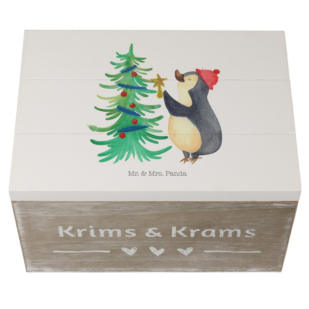 Holzkiste Pinguin Weihnachtsbaum Holzkiste, Kiste, Schatzkiste, Truhe, Schatulle, XXL, Erinnerungsbox, Erinnerungskiste, Dekokiste, Aufbewahrungsbox, Winter, Weihnachten, Weihnachtsdeko, Nikolaus, Advent, Heiligabend, Wintermotiv, Pinguin