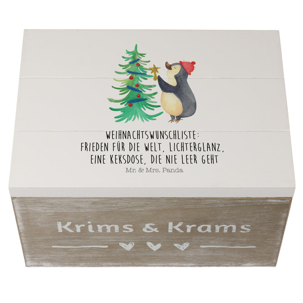 Holzkiste Pinguin Weihnachtsbaum Holzkiste, Kiste, Schatzkiste, Truhe, Schatulle, XXL, Erinnerungsbox, Erinnerungskiste, Dekokiste, Aufbewahrungsbox, Winter, Weihnachten, Weihnachtsdeko, Nikolaus, Advent, Heiligabend, Wintermotiv, Pinguin