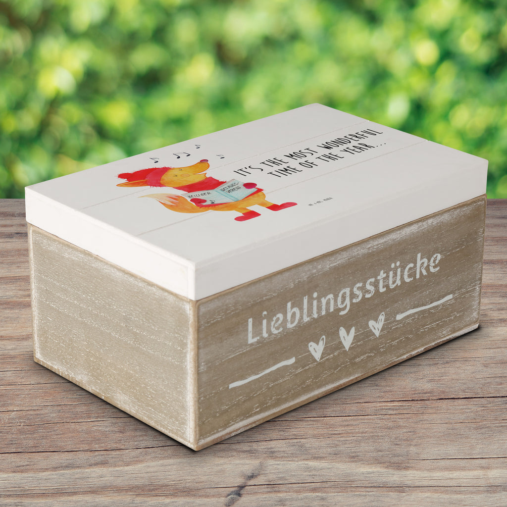 Holzkiste Fuchs Sänger Holzkiste, Kiste, Schatzkiste, Truhe, Schatulle, XXL, Erinnerungsbox, Erinnerungskiste, Dekokiste, Aufbewahrungsbox, Winter, Weihnachten, Weihnachtsdeko, Nikolaus, Advent, Heiligabend, Wintermotiv, Fuchs, Füchse, Sänger, Geschenk Sänger, Singen, Weihnachtslieder