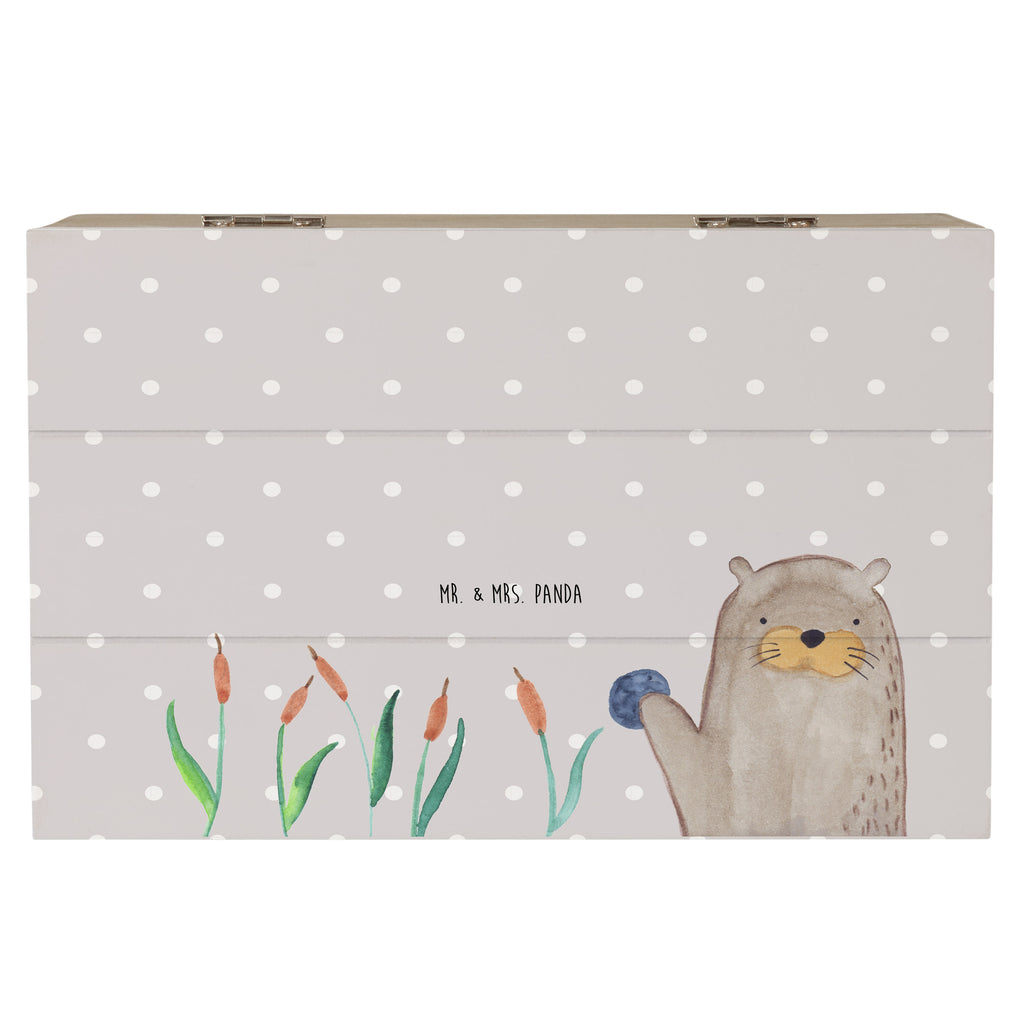 Holzkiste Otter mit Stein Holzkiste, Kiste, Schatzkiste, Truhe, Schatulle, XXL, Erinnerungsbox, Erinnerungskiste, Dekokiste, Aufbewahrungsbox, Otter, Fischotter, Seeotter, Otter Seeotter See Otter