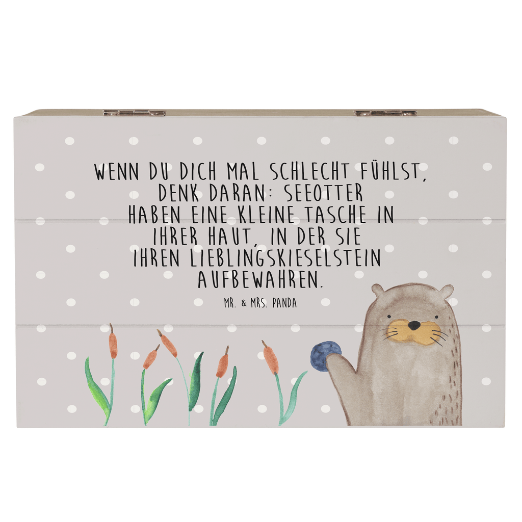 Holzkiste Otter mit Stein Holzkiste, Kiste, Schatzkiste, Truhe, Schatulle, XXL, Erinnerungsbox, Erinnerungskiste, Dekokiste, Aufbewahrungsbox, Otter, Fischotter, Seeotter, Otter Seeotter See Otter