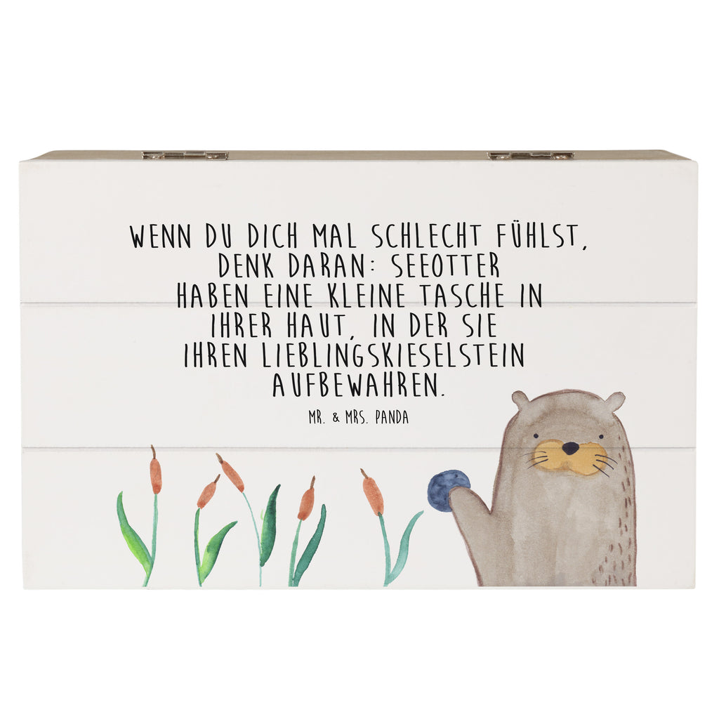 Holzkiste Otter mit Stein Holzkiste, Kiste, Schatzkiste, Truhe, Schatulle, XXL, Erinnerungsbox, Erinnerungskiste, Dekokiste, Aufbewahrungsbox, Otter, Fischotter, Seeotter, Otter Seeotter See Otter