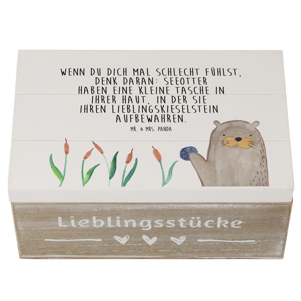 Holzkiste Otter mit Stein Holzkiste, Kiste, Schatzkiste, Truhe, Schatulle, XXL, Erinnerungsbox, Erinnerungskiste, Dekokiste, Aufbewahrungsbox, Otter, Fischotter, Seeotter, Otter Seeotter See Otter