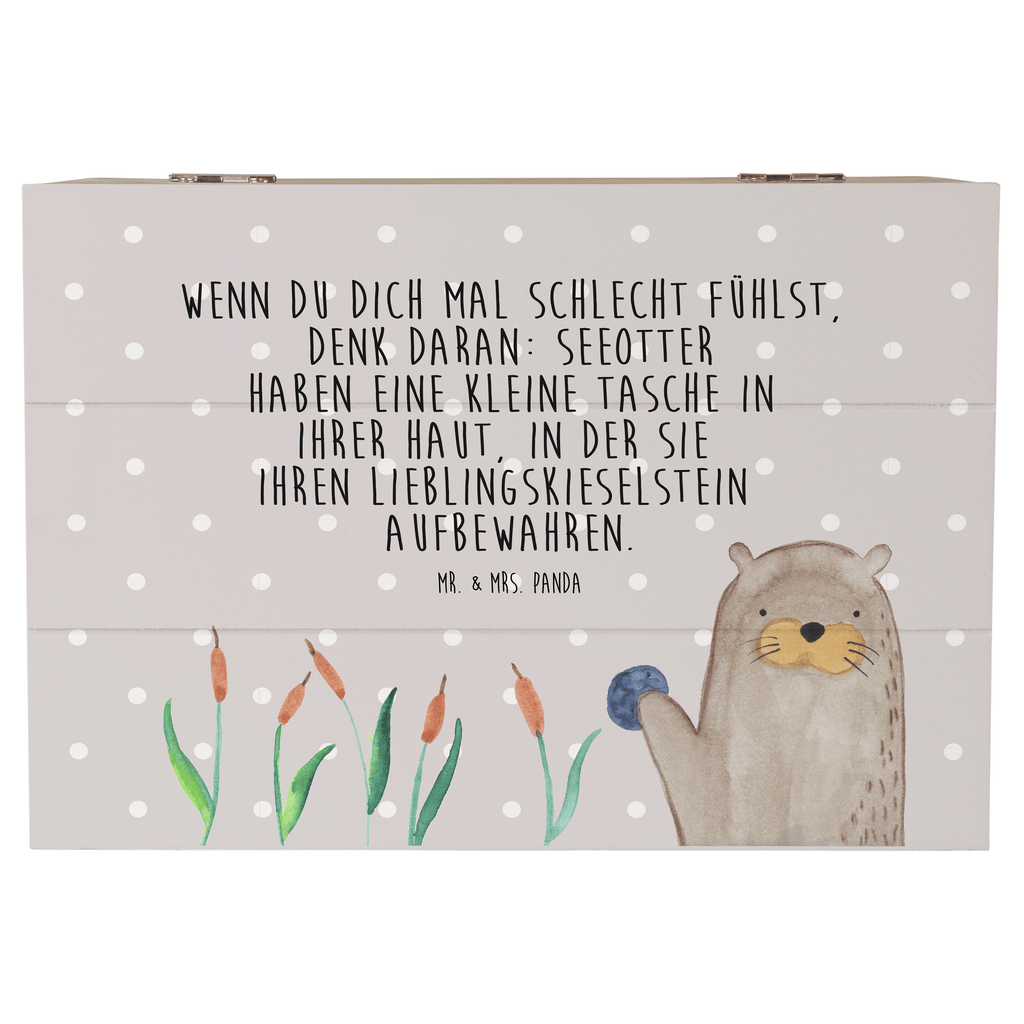 Holzkiste Otter mit Stein Holzkiste, Kiste, Schatzkiste, Truhe, Schatulle, XXL, Erinnerungsbox, Erinnerungskiste, Dekokiste, Aufbewahrungsbox, Otter, Fischotter, Seeotter, Otter Seeotter See Otter