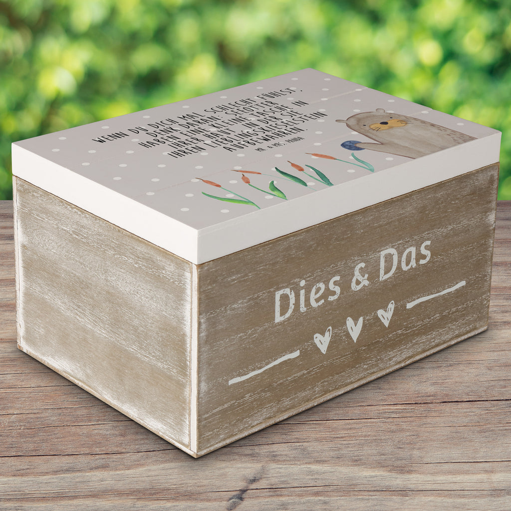 Holzkiste Otter mit Stein Holzkiste, Kiste, Schatzkiste, Truhe, Schatulle, XXL, Erinnerungsbox, Erinnerungskiste, Dekokiste, Aufbewahrungsbox, Otter, Fischotter, Seeotter, Otter Seeotter See Otter