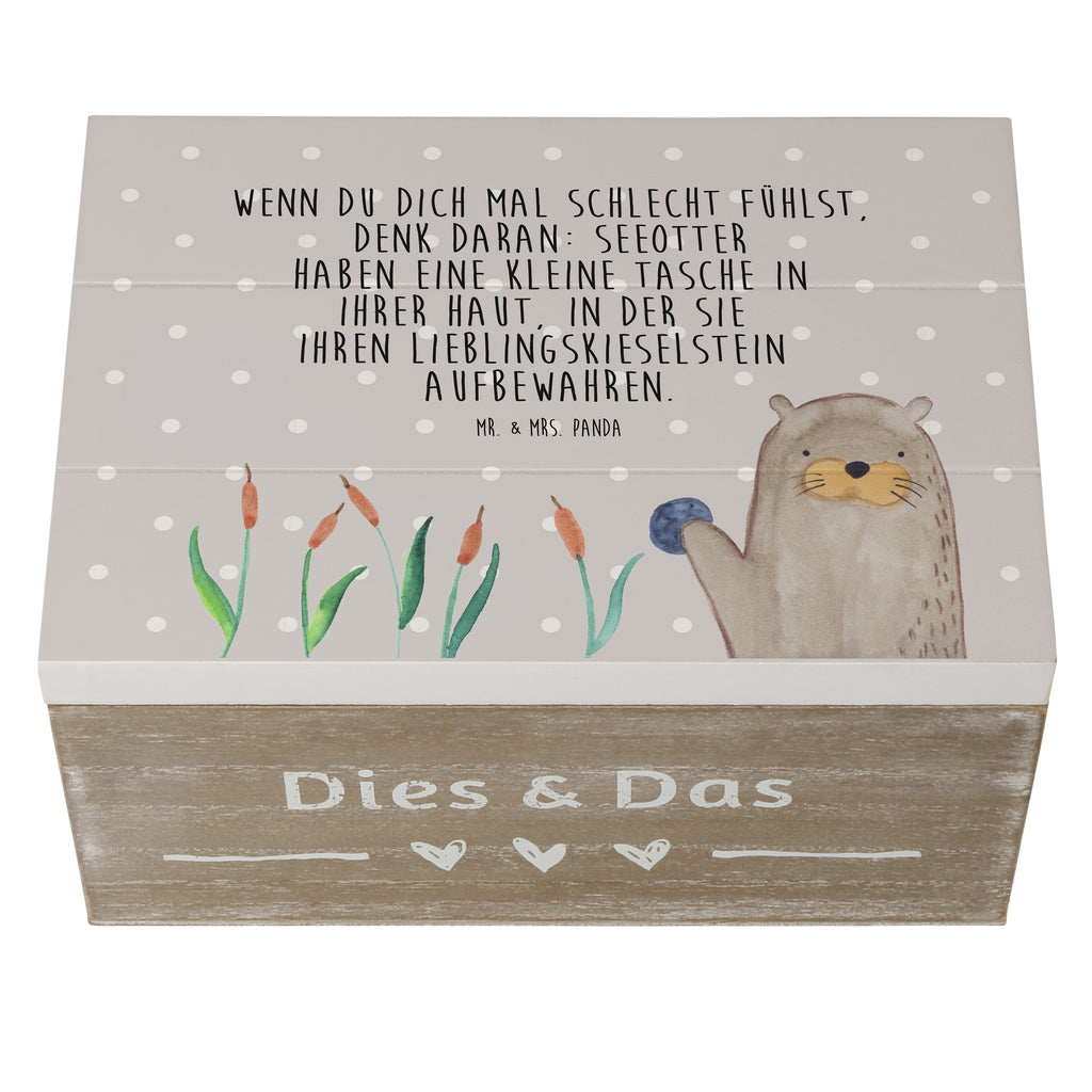 Holzkiste Otter mit Stein Holzkiste, Kiste, Schatzkiste, Truhe, Schatulle, XXL, Erinnerungsbox, Erinnerungskiste, Dekokiste, Aufbewahrungsbox, Otter, Fischotter, Seeotter, Otter Seeotter See Otter