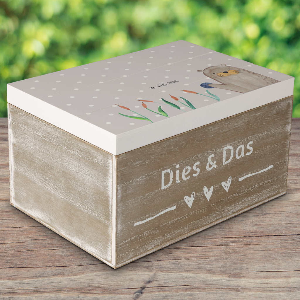 Holzkiste Otter mit Stein Holzkiste, Kiste, Schatzkiste, Truhe, Schatulle, XXL, Erinnerungsbox, Erinnerungskiste, Dekokiste, Aufbewahrungsbox, Otter, Fischotter, Seeotter, Otter Seeotter See Otter