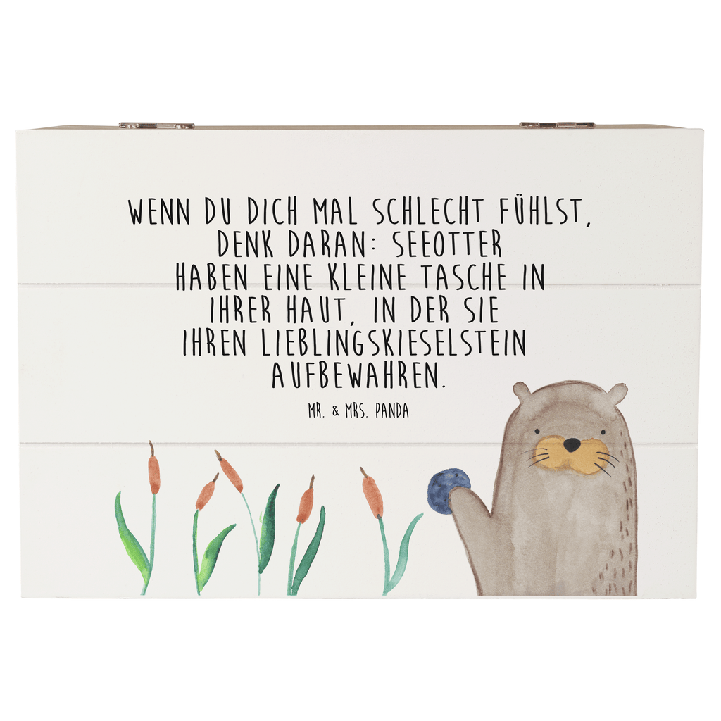 Holzkiste Otter mit Stein Holzkiste, Kiste, Schatzkiste, Truhe, Schatulle, XXL, Erinnerungsbox, Erinnerungskiste, Dekokiste, Aufbewahrungsbox, Otter, Fischotter, Seeotter, Otter Seeotter See Otter