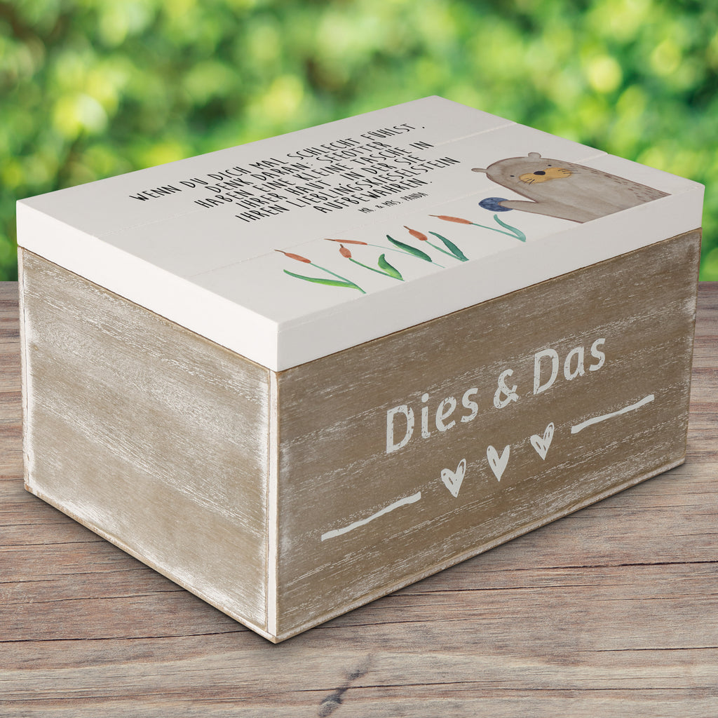 Holzkiste Otter mit Stein Holzkiste, Kiste, Schatzkiste, Truhe, Schatulle, XXL, Erinnerungsbox, Erinnerungskiste, Dekokiste, Aufbewahrungsbox, Otter, Fischotter, Seeotter, Otter Seeotter See Otter