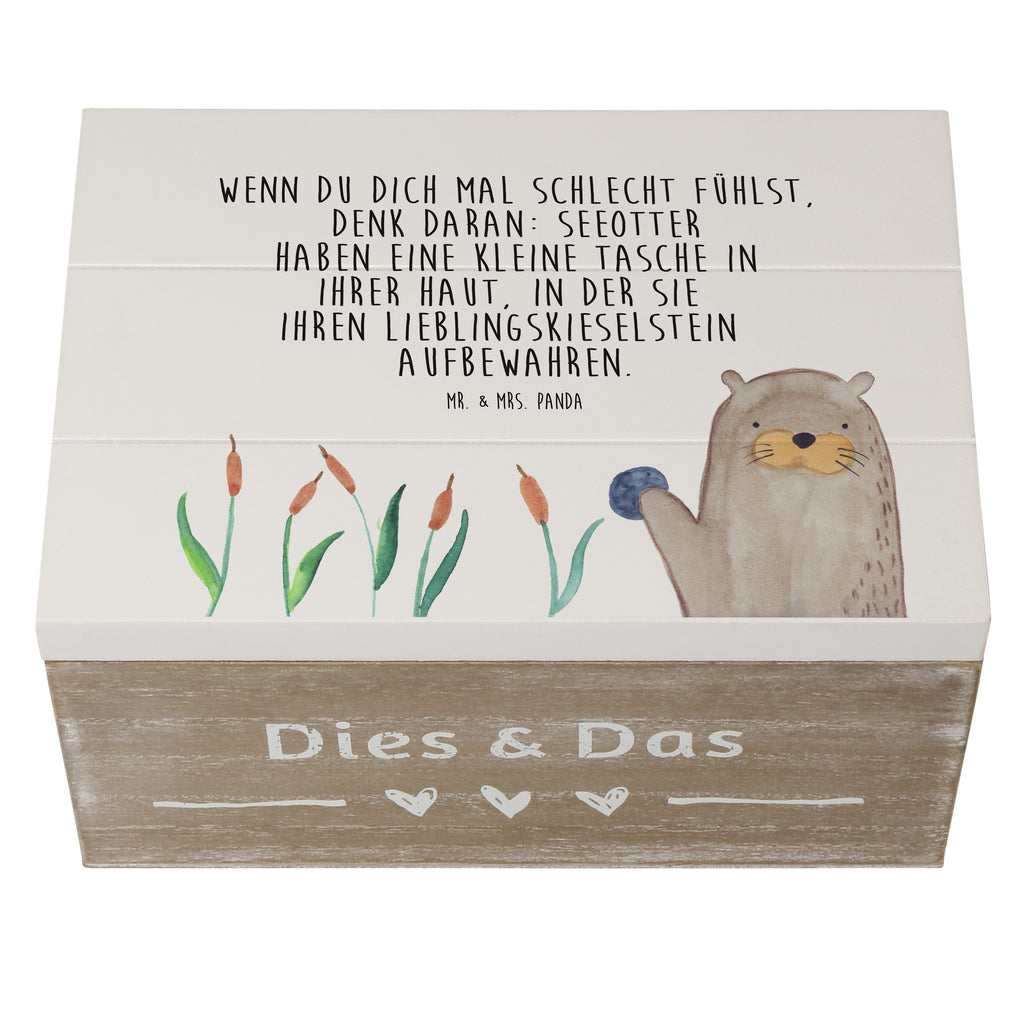Holzkiste Otter mit Stein Holzkiste, Kiste, Schatzkiste, Truhe, Schatulle, XXL, Erinnerungsbox, Erinnerungskiste, Dekokiste, Aufbewahrungsbox, Otter, Fischotter, Seeotter, Otter Seeotter See Otter