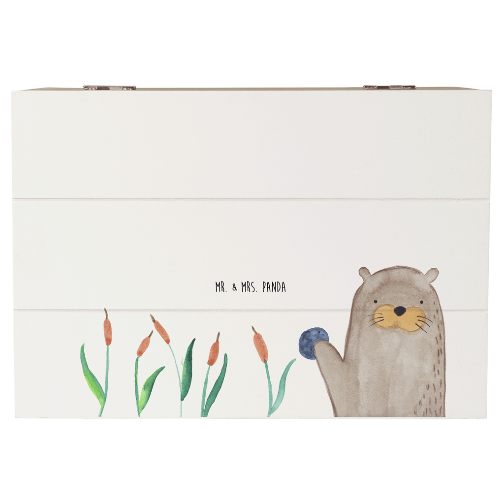Holzkiste Otter mit Stein Holzkiste, Kiste, Schatzkiste, Truhe, Schatulle, XXL, Erinnerungsbox, Erinnerungskiste, Dekokiste, Aufbewahrungsbox, Otter, Fischotter, Seeotter, Otter Seeotter See Otter