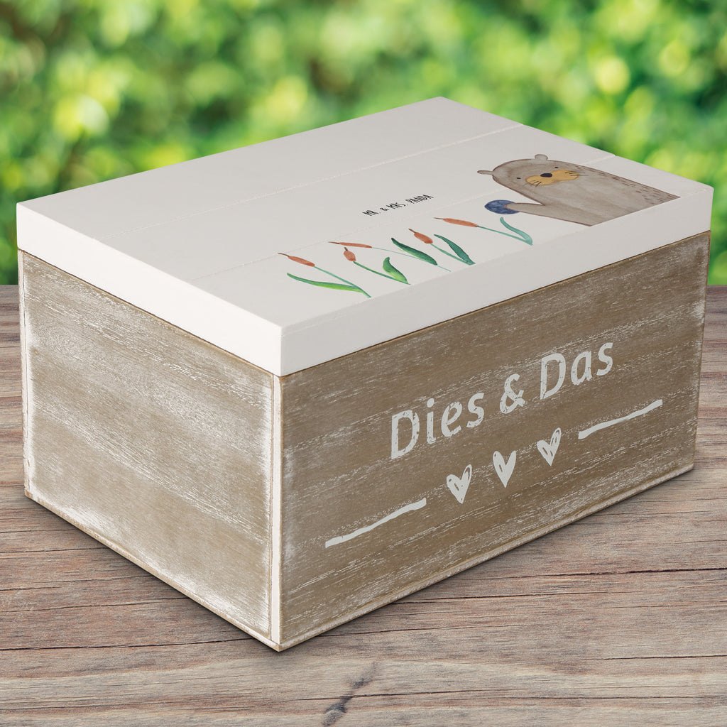 Holzkiste Otter mit Stein Holzkiste, Kiste, Schatzkiste, Truhe, Schatulle, XXL, Erinnerungsbox, Erinnerungskiste, Dekokiste, Aufbewahrungsbox, Otter, Fischotter, Seeotter, Otter Seeotter See Otter