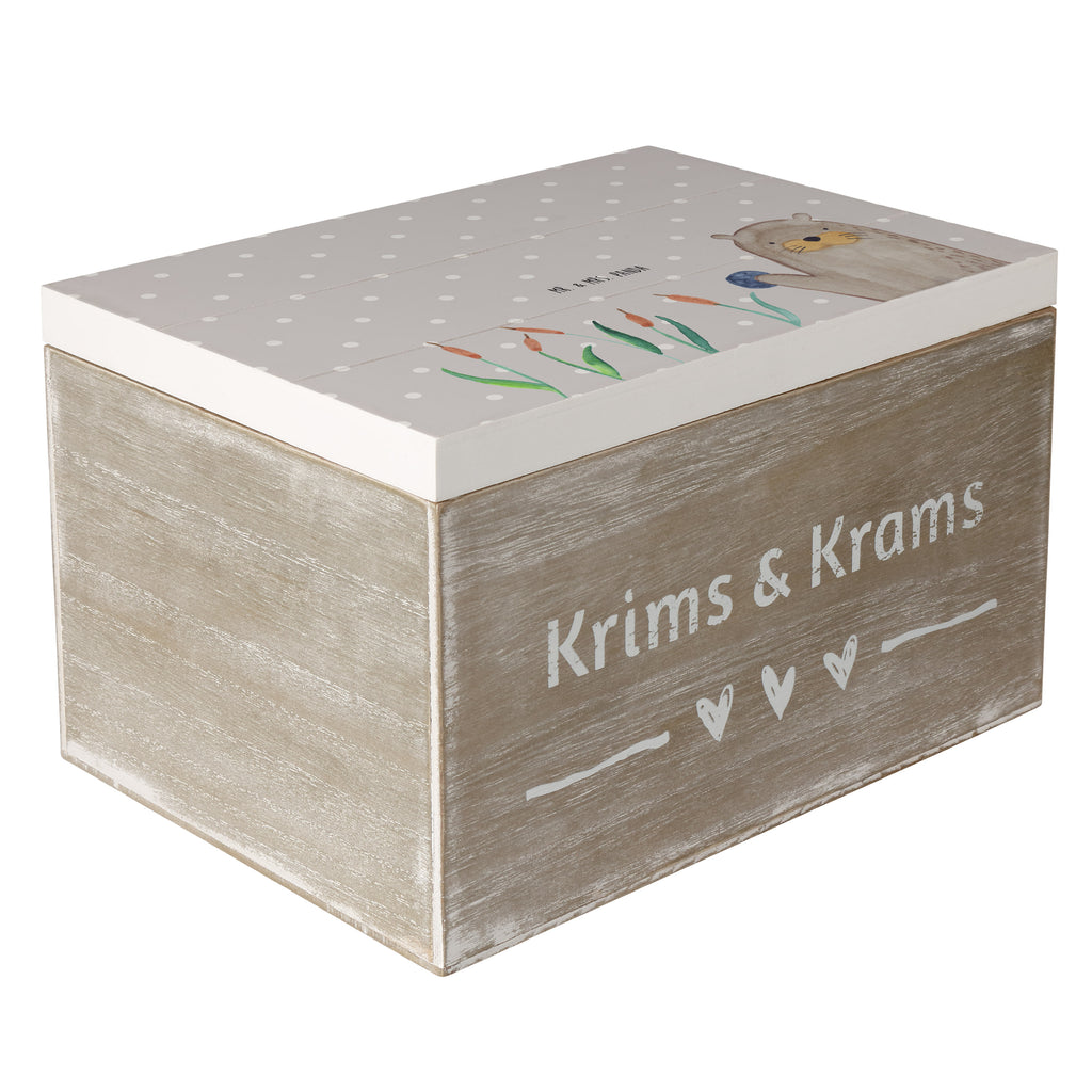 Holzkiste Otter mit Stein Holzkiste, Kiste, Schatzkiste, Truhe, Schatulle, XXL, Erinnerungsbox, Erinnerungskiste, Dekokiste, Aufbewahrungsbox, Otter, Fischotter, Seeotter, Otter Seeotter See Otter