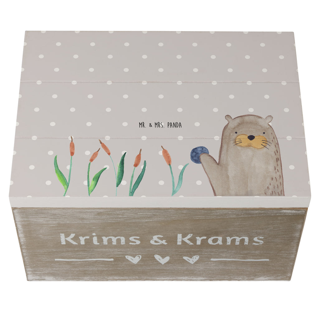 Holzkiste Otter mit Stein Holzkiste, Kiste, Schatzkiste, Truhe, Schatulle, XXL, Erinnerungsbox, Erinnerungskiste, Dekokiste, Aufbewahrungsbox, Otter, Fischotter, Seeotter, Otter Seeotter See Otter